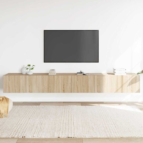vidaXL Set de muebles para TV 3 pzas madera contrachapada roble sonoma