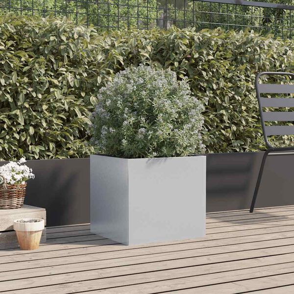 vidaXL Jardinera de acero galvanizado plateado 42x40x39 cm