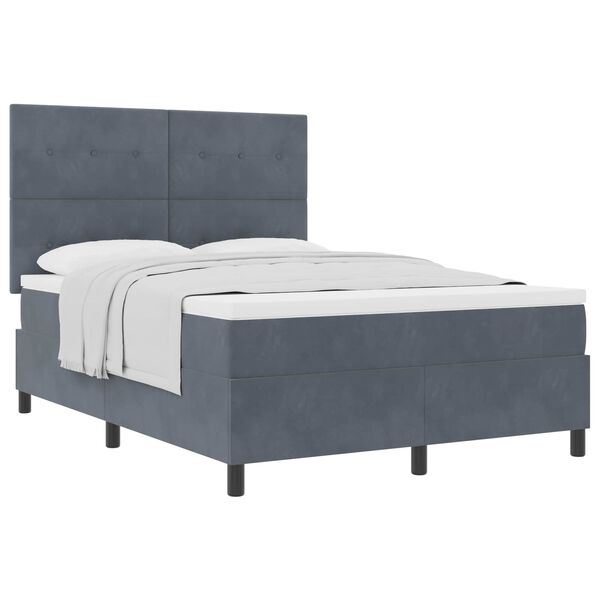 vidaXL Cama tipo Box Spring Gris oscuro 140 x 200 cm Terciopelo