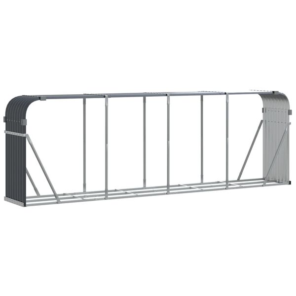 vidaXL Leñero de acero galvanizado gris antracita 300x45x100 cm