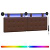 vidaXL Cabecero colgante Con luz LED Marr&oacute;n Cuero sint&eacute;tico
