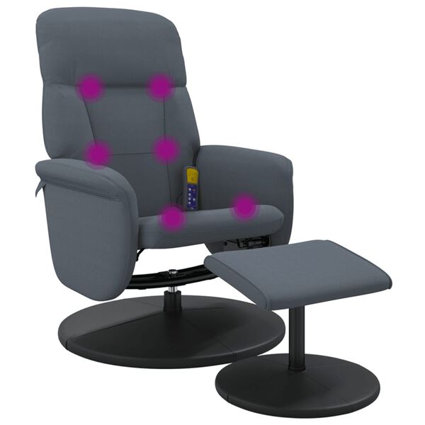 vidaXL Sill&oacute;n reclinable masaje con reposapi&eacute;s terciopelo gris oscuro