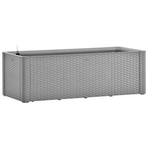 vidaXL Arriate con sistema de riego autom&aacute;tico gris 100x43x33 cm