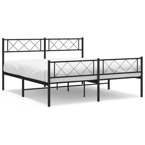 vidaXL Estructura cama sin colchón con estribo metal negro 135x190 cm