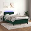 vidaXL Cama box spring colch&oacute;n y LED terciopelo verde oscuro 120x190cm
