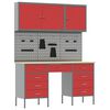 vidaXL Armario de trabajo 8 uds. Rojo Madera Ingenierizada y Acero