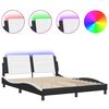 vidaXL Estructura de cama con LED sin colch&oacute;n Zadar negro blanco 160x200 cm