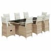 vidaXL Set de mesa y sillas de jard&iacute;n 5 pzas y cojines rat&aacute;n PE beige
