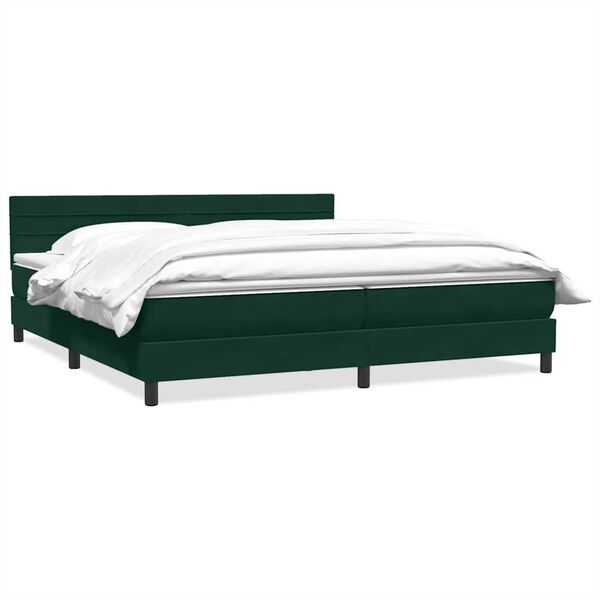 vidaXL Cama box spring con colch&oacute;n terciopelo verde oscuro 200x210 cm