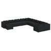 vidaXL Set de muebles de jard&iacute;n 11 pzas cojines rat&aacute;n sint&eacute;tico negro