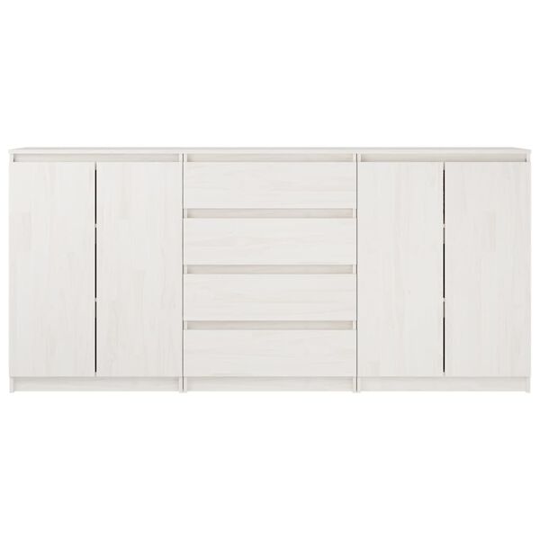 vidaXL Armario auxiliar 3 unidades madera maciza de pino blanco