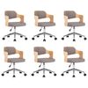 vidaXL Sillas comedor giratorias 6 uds madera curvada tela gris taupe