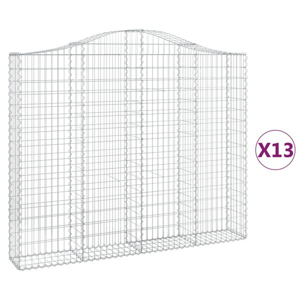 vidaXL Cestas gaviones 13 uds forma de arco hierro 200x30x160/180 cm
