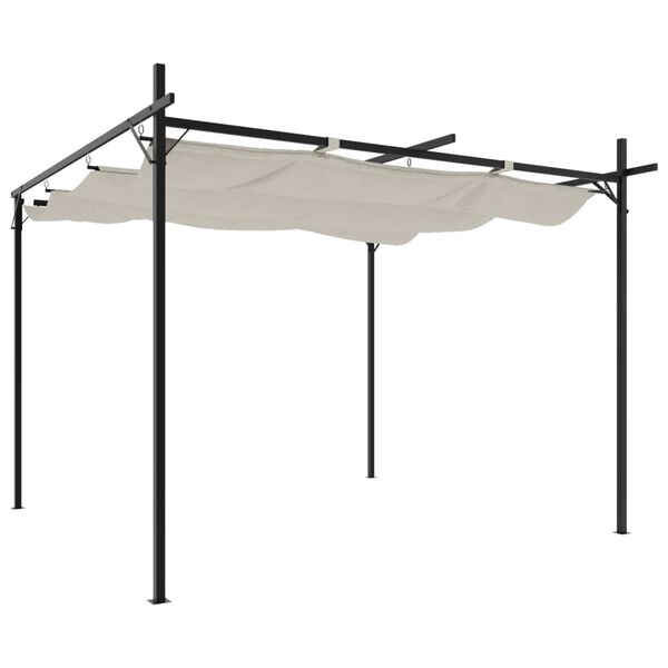 vidaXL P&eacute;rgola con cubierta retr&aacute;ctil color crema 295x292x230 cm