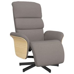vidaXL Sill&oacute;n reclinable con reposapi&eacute;s tela gris taupe