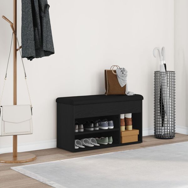 vidaXL Banco para zapatos Negro 80 x 30 x 45 cm Madera contrachapada