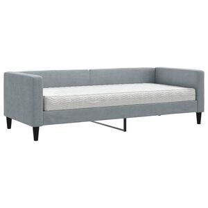 vidaXL Sof&aacute; cama con colch&oacute;n tela gris claro 80x200 cm