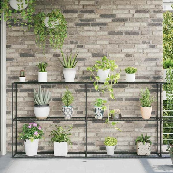 vidaXL Soporte para plantas de 3 niveles Negro 400 x 32 x 104 cm Acero