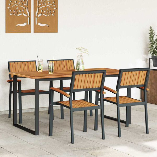 vidaXL Conjunto de Comedor de Jard&iacute;n 5 pcs Negro