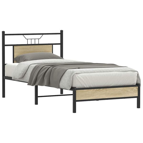 vidaXL Estructura de cama sin colch&oacute;n madera roble Sonoma 90x200 cm