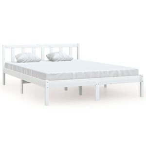 vidaXL Estructura de cama sin colch&oacute;n madera maciza blanco 140x200 cm