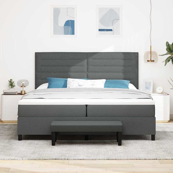 vidaXL Cama tipo Box Spring con colch&oacute;n Gris oscuro 200 x 200 cm tela