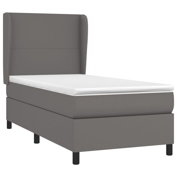 vidaXL Cama box spring con colchón cuero sintético gris 100x200 cm