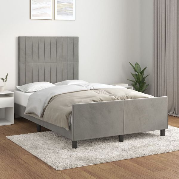 vidaXL Estructura de cama sin colch&oacute;n terciopelo gris claro 120x200 cm