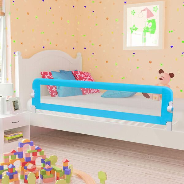 vidaXL Barandilla de seguridad cama de ni&ntilde;o poli&eacute;ster azul 180x42 cm