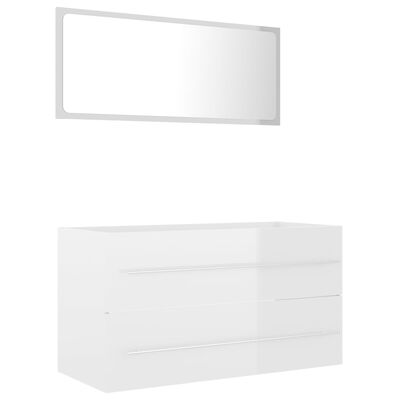 vidaXL Set muebles de baño 2 pzas madera contrachapada blanco brillo