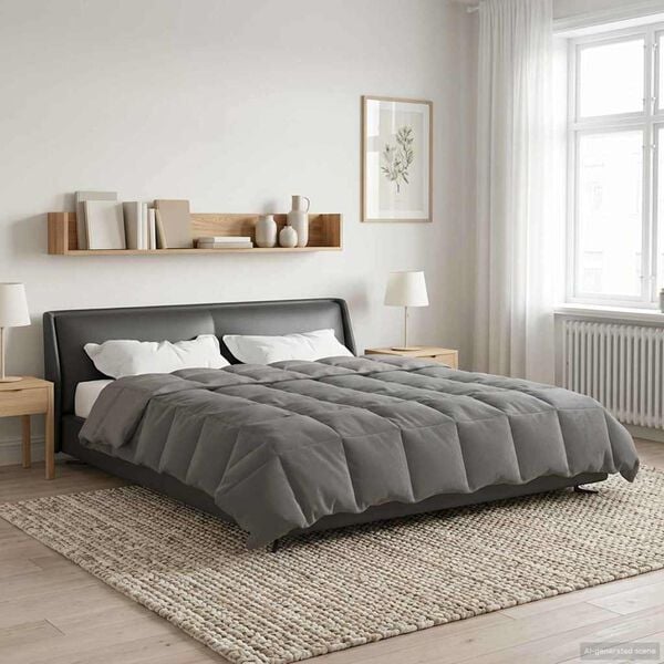vidaXL Edred&oacute;n de Verano Acolchado Gris Claro 200 x 200 cm Microfibra