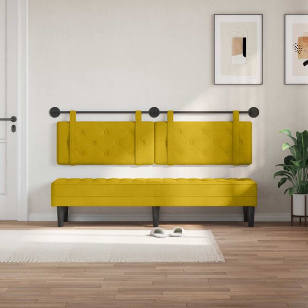 vidaXL Cabecera Colgante Amarillo 190 x 55 x 5 cm Terciopelo