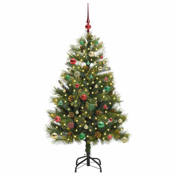 vidaXL Árbol de Navidad artificial con ramas plegables y conos 150 cm