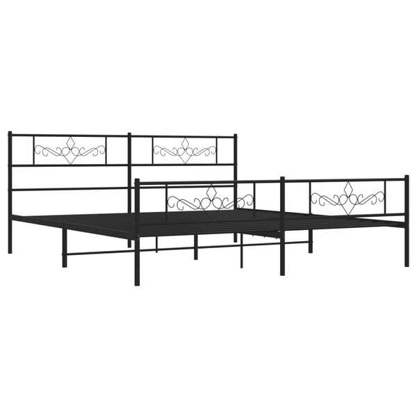 vidaXL Estructura cama sin colch&oacute;n con estribo metal negro 180x200 cm
