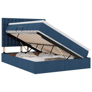 vidaXL Cama con almacenamiento y colch&oacute;n Azul 140 x 190 cm Poli&eacute;ster