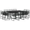 vidaXL Set de comedor de jard&iacute;n 11 pzas rat&aacute;n sint&eacute;tico negro