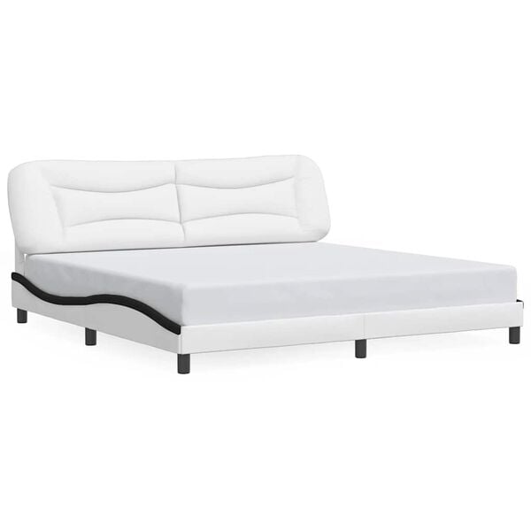 vidaXL Estructura de cama sin colch&oacute;n Hvar cuero sint&eacute;tico blanco negro 200x200 cm