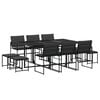 vidaXL Juego de comedor de jard&iacute;n 11 pzas con cojines textileno negro