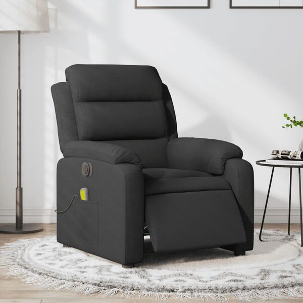 vidaXL Sillón reclinable de masaje eléctrico tela negro