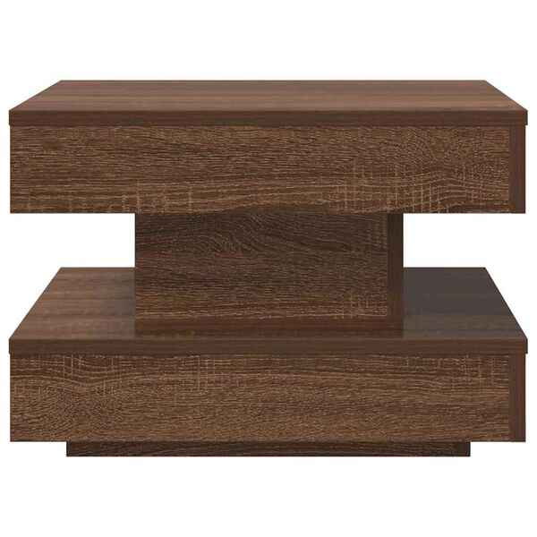 vidaXL Mesa de centro giratoria 360 grados roble marr&oacute;n 50x50x34,5 cm