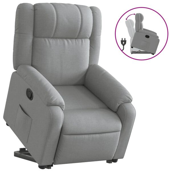 vidaXL Sillón reclinable elevable de tela gris claro
