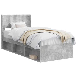 vidaXL Estructura de cama con almacenamiento y cabecero Gris Hormig&oacute;n