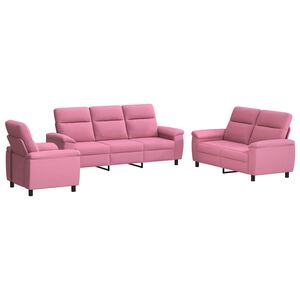 vidaXL Juego de Sof&aacute; 3 pcs Rosa Tela