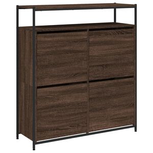 vidaXL Zapatero 4 cajones abatibles marr&oacute;n roble 100x34x112 cm