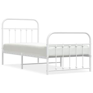 vidaXL Estructura cama sin colch&oacute;n con estribo metal blanco 90x190 cm
