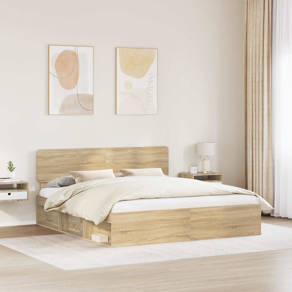 vidaXL Estructura de cama Sonoma 180 x 200 cm Madera de pino macizo