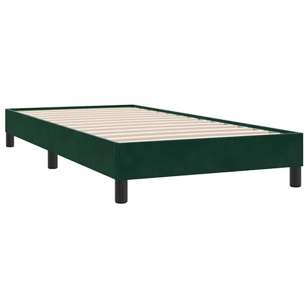 vidaXL Estructura de cama sin colch&oacute;n terciopelo verde oscuro 80x220cm
