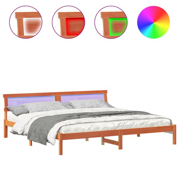vidaXL Estructura de cama con cabecera Marr&oacute;n cera 180 x 200 cm