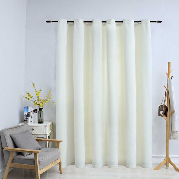 vidaXL Cortina opaca con anillas de metal terciopelo crema 290x245 cm
