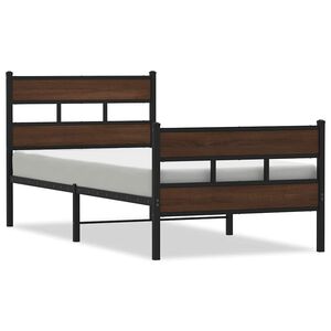 vidaXL Estructura cama con cabecero sin colch&oacute;n marr&oacute;n roble 100x190cm